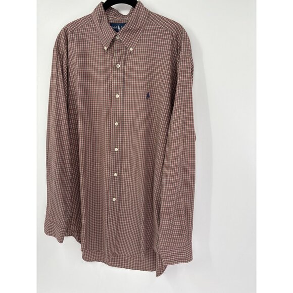 Ralph Lauren Mens Classic Fit Plaid Button Down Long Sleeve Shirt Pony Large - Picture 2 of 7